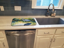 Load image into Gallery viewer, Blue Heron Stalking Prey Dish Drying Mat