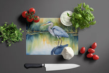 Load image into Gallery viewer, Blue Heron Stalking Prey Glass Cutting Boards – Durable, Decorative Kitchen Art