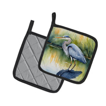Load image into Gallery viewer, Blue Heron Stalking Prey Pot Holders - Set of 2 Decorative Kitchen Helpers | Made in the USA