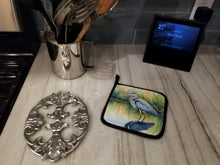 Load image into Gallery viewer, Blue Heron Stalking Prey Pot Holders - Set of 2 Decorative Kitchen Helpers | Made in the USA