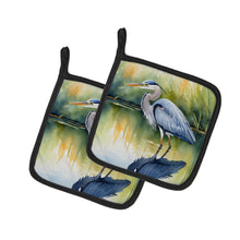 Load image into Gallery viewer, Blue Heron Stalking Prey Pot Holders - Set of 2 Decorative Kitchen Helpers | Made in the USA