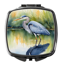 Load image into Gallery viewer, Blue Heron Stalking Prey Compact Mirror – Stylish Purse Mirror with Artistic Covers