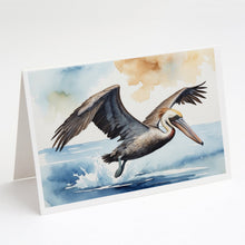 Load image into Gallery viewer, Pelican Diving Greeting Cards - Blank Note Cards – 8-Pack of Artist-Designed Cards with Envelopes