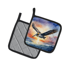 Load image into Gallery viewer, Pelican Fyling at Sunrise Pot Holders - Set of 2 Decorative Kitchen Helpers | Made in the USA