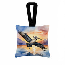 Load image into Gallery viewer, Pelican Fyling at Sunrise Hanging Square Fabric Ornament 3.5 × 3.5