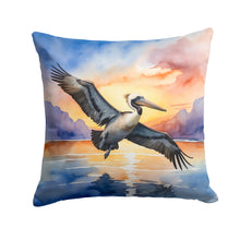Load image into Gallery viewer, Pelican Fyling at Sunrise Throw Pillow - 14x14 Decorative Pillow – Art for Your Home &amp; Patio