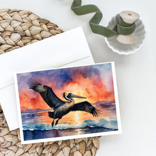 Load image into Gallery viewer, Pelican Fiery Sunset Greeting Cards - Blank Note Cards – 8-Pack of Artist-Designed Cards with Envelopes