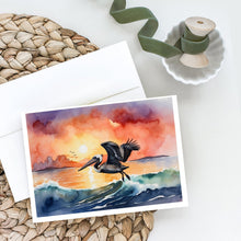 Load image into Gallery viewer, Pelican Fiery Sunset Greeting Cards - Blank Note Cards – 8-Pack of Artist-Designed Cards with Envelopes