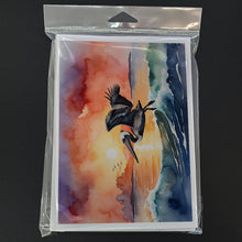 Load image into Gallery viewer, Pelican Fiery Sunset Greeting Cards - Blank Note Cards – 8-Pack of Artist-Designed Cards with Envelopes