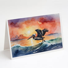 Load image into Gallery viewer, Pelican Fiery Sunset Greeting Cards - Blank Note Cards – 8-Pack of Artist-Designed Cards with Envelopes