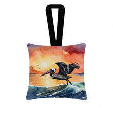 Load image into Gallery viewer, Pelican Fiery Sunset Hanging Square Fabric Ornament 3.5 × 3.5
