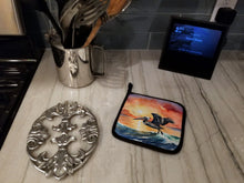 Load image into Gallery viewer, Pelican Fiery Sunset Pot Holders - Set of 2 Decorative Kitchen Helpers | Made in the USA
