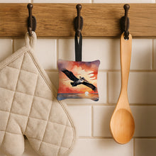 Load image into Gallery viewer, Pelican Fiery Sunset Hanging Square Fabric Ornament 3.5 × 3.5