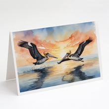 Load image into Gallery viewer, Pelicans Flying Greeting Cards - Blank Note Cards – 8-Pack of Artist-Designed Cards with Envelopes
