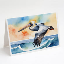 Load image into Gallery viewer, Pelican Soaring Greeting Cards - Blank Note Cards – 8-Pack of Artist-Designed Cards with Envelopes