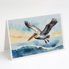 Load image into Gallery viewer, Pelican Soaring Greeting Cards - Blank Note Cards – 8-Pack of Artist-Designed Cards with Envelopes
