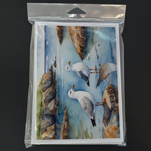 Load image into Gallery viewer, Gulls Scavenging Greeting Cards - Blank Note Cards – 8-Pack of Artist-Designed Cards with Envelopes