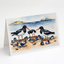 Load image into Gallery viewer, Oystercatchers Feeding Greeting Cards - Blank Note Cards – 8-Pack of Artist-Designed Cards with Envelopes