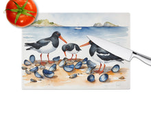 Load image into Gallery viewer, Oystercatchers Feeding Glass Cutting Boards – Durable, Decorative Kitchen Art