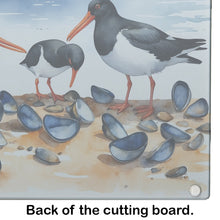 Load image into Gallery viewer, Oystercatchers Feeding Glass Cutting Boards – Durable, Decorative Kitchen Art