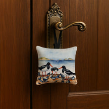 Load image into Gallery viewer, Oystercatchers Feeding Hanging Square Fabric Ornament 3.5 × 3.5