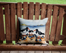 Load image into Gallery viewer, Oystercatchers Feeding Throw Pillow - 14x14 Decorative Pillow – Art for Your Home &amp; Patio