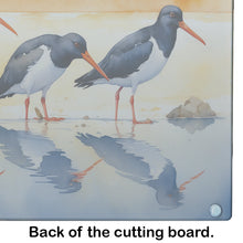 Load image into Gallery viewer, Oystercatchers Foraging Glass Cutting Boards – Durable, Decorative Kitchen Art