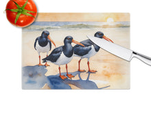 Load image into Gallery viewer, Oystercatchers Foraging Glass Cutting Boards – Durable, Decorative Kitchen Art