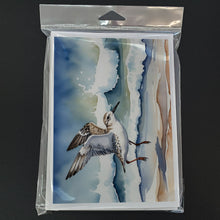 Load image into Gallery viewer, Sanderling Racing the Tide Greeting Cards - Blank Note Cards – 8-Pack of Artist-Designed Cards with Envelopes