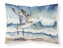 Load image into Gallery viewer, Sanderling Racing the Tide Standard Pillowcase – Artistic Decorative Front, White Back
