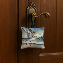 Load image into Gallery viewer, Sanderling Racing the Tide Hanging Square Fabric Ornament 3.5 × 3.5