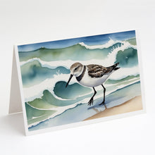 Load image into Gallery viewer, Sanderling Racing the Tide Greeting Cards - Blank Note Cards – 8-Pack of Artist-Designed Cards with Envelopes