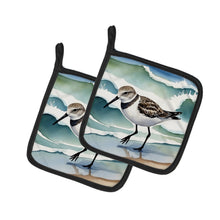 Load image into Gallery viewer, Sanderling Racing the Tide Pot Holders - Set of 2 Decorative Kitchen Helpers | Made in the USA