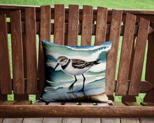 Load image into Gallery viewer, Sanderling Racing the Tide Throw Pillow - 14x14 Decorative Pillow – Art for Your Home &amp; Patio