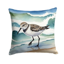 Load image into Gallery viewer, Sanderling Racing the Tide Throw Pillow - 14x14 Decorative Pillow – Art for Your Home &amp; Patio