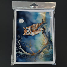 Load image into Gallery viewer, Owl Perched in Coastal Tree Greeting Cards - Blank Note Cards – 8-Pack of Artist-Designed Cards with Envelopes