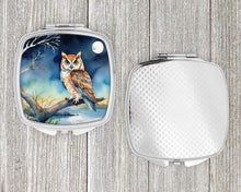 Load image into Gallery viewer, Owl Perched in Coastal Tree Compact Mirror – Stylish Purse Mirror with Artistic Covers