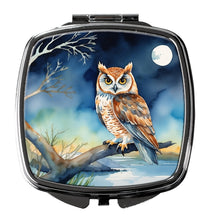 Load image into Gallery viewer, Owl Perched in Coastal Tree Compact Mirror – Stylish Purse Mirror with Artistic Covers