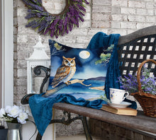 Load image into Gallery viewer, Owl Perched in Coastal Tree Throw Pillow