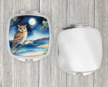 Load image into Gallery viewer, Owl Perched in Coastal Tree Compact Mirror – Stylish Purse Mirror with Artistic Covers