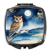 Load image into Gallery viewer, Owl Perched in Coastal Tree Compact Mirror – Stylish Purse Mirror with Artistic Covers