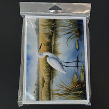 Load image into Gallery viewer, Snowy Egret in Coastal Marshes Greeting Cards - Blank Note Cards – 8-Pack of Artist-Designed Cards with Envelopes