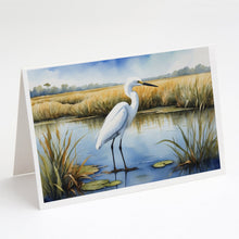 Load image into Gallery viewer, Snowy Egret in Coastal Marshes Greeting Cards - Blank Note Cards – 8-Pack of Artist-Designed Cards with Envelopes