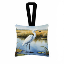 Load image into Gallery viewer, Snowy Egret in Coastal Marshes Hanging Square Fabric Ornament 3.5 × 3.5