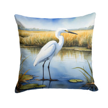 Load image into Gallery viewer, Snowy Egret in Coastal Marshes Throw Pillow - 14x14 Decorative Pillow – Art for Your Home &amp; Patio