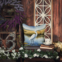 Load image into Gallery viewer, Snowy Egret in Coastal Marshes Throw Pillow