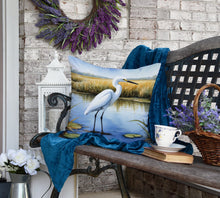 Load image into Gallery viewer, Snowy Egret in Coastal Marshes Throw Pillow