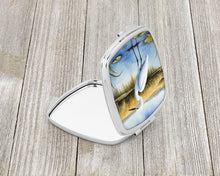 Load image into Gallery viewer, Snowy Egret in Coastal Marshes Compact Mirror – Stylish Purse Mirror with Artistic Covers