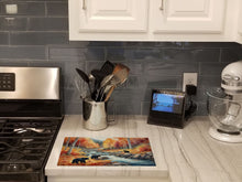 Load image into Gallery viewer, Bears Autumn in the Woods Glass Cutting Boards – Durable, Decorative Kitchen Art