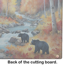 Load image into Gallery viewer, Bears Autumn in the Woods Glass Cutting Boards – Durable, Decorative Kitchen Art